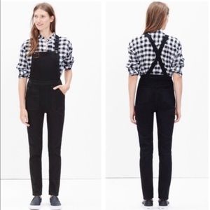 Madewell low back cross back overalls- black